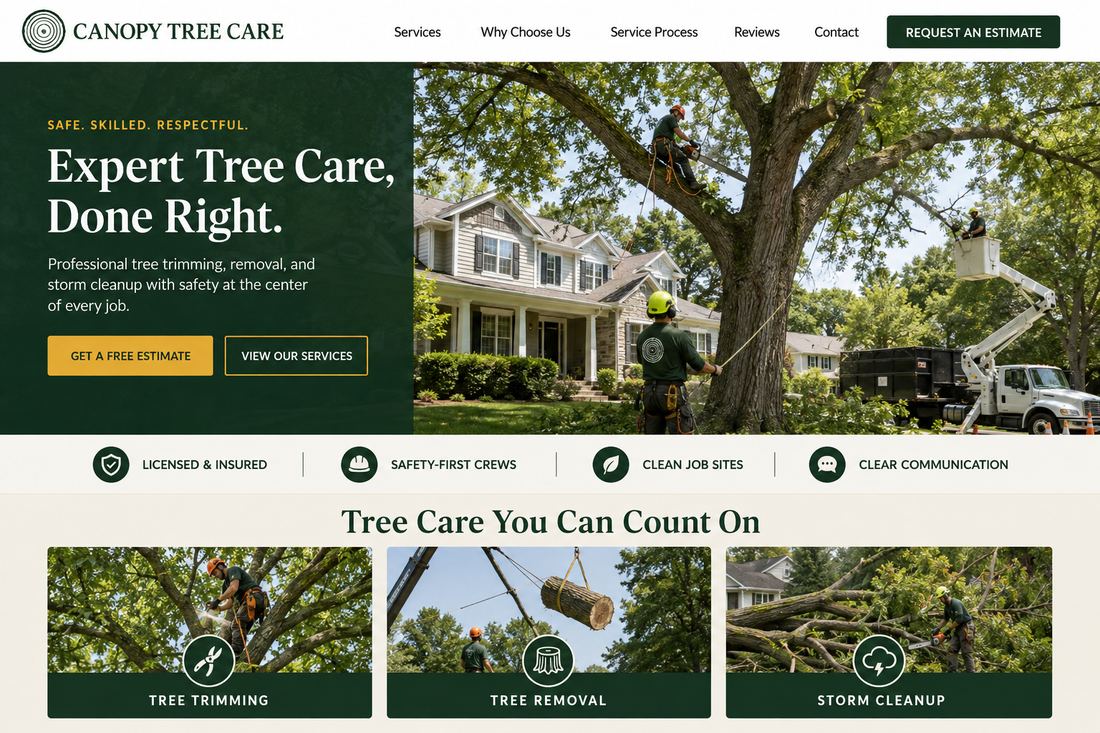 Homepage design concept for Canopy Tree Care